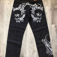 福神新款哥特嘻哈男裝牛仔褲寬松朋克風(fēng)原宿潮流長(cháng)褲 NZK167黑色 S