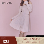 SNIDEL秋冬高腰百搭純色A字百褶針織半身短裙SWNS245233 粉色 均碼 (F)