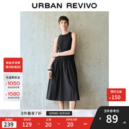 UR2025春季新款女裝簡(jiǎn)約氣質(zhì)純色拼接無(wú)袖連衣裙UWM750038 黑色 XS