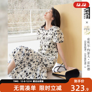 對白X凱伊萊文聯(lián)名復古重工鏤空繡花連衣裙女2025夏季新款碎花裙 黑白藝術(shù)花 M