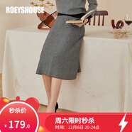 ROEYSHOUSE 羅衣保暖43.8%綿羊毛套裝冬裝新款格子毛衣半身裙兩件套02655 黑色（半身裙） XL