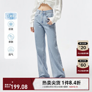 ONLY夏季涼感冰氧酷高腰顯瘦直筒褲牛仔褲女|124232025 J32 210洗水牛仔藍 2XL (180) 80A