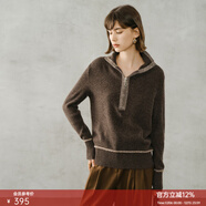 顏域（YANYEE）【66%羊毛】顏域咖色翻領(lǐng)毛衣冬季女2025新款復古上衣寬松針織衫 咖色 M