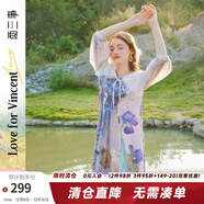 兩三事梵高文藝 戀色羅曼史 2025春季新款法式可拆翻領(lǐng)印花連衣裙 花色-y S
