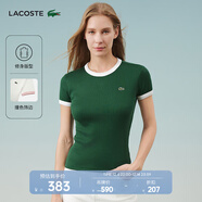 LACOSTE法國鱷魚(yú)女裝25春夏新款拼色純棉修身舒適短袖T恤|TF2432 YRR/綠色/白色拼色 M 38