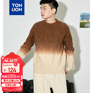 唐獅（TonLion）2023男毛衣漸變麻花針織衫寬松絞花毛衫 琥珀色 XXL 