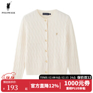 POLOWALK麻花針織開(kāi)衫女春秋季新款保羅女裝氣質(zhì)休閑絞花毛衣外套長(cháng)袖線(xiàn)衣 米白【AM8W53580111】 M (160)