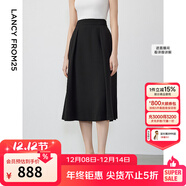 朗姿【尖貨補單】法式復古赫本風(fēng)黑色半身裙女新款傘裙高腰顯瘦a字裙 黑色 2XL