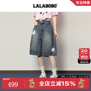 拉拉波波【快樂(lè )護衛隊系列】LALABOBO七分牛仔褲25年秋新款原創(chuàng  )松弛感褲子 L