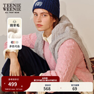 Teenie Weenie小熊毛衣女春季簡(jiǎn)約運動(dòng)綿羊毛圓領(lǐng)絞花針織毛衣女 粉色 L