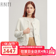 菲妮迪（FINITY）羊毛皮草冬季輕奢大牌水貂毛小香風(fēng)毛絨絨外套女 米白色 S