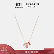 蔻馳（COACH）奧萊女士項(xiàng)鏈高級(jí)感時(shí)尚百搭飾品禮物 經(jīng)典標(biāo)志RONDELL項(xiàng)鏈 金色/紅色