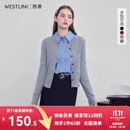 西遇短款針織衫外套女2025年秋季新款學(xué)院風(fēng)長袖修身圓領(lǐng)毛衣開衫 灰色 L