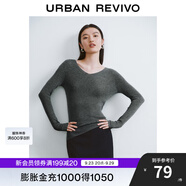 UR秋季新款女裝簡約基礎(chǔ)百搭休閑修身V領(lǐng)針織衫UWB940008 中灰 M