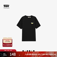 Levi's【特價(jià)來(lái)襲】李維斯情侶同款美式經(jīng)典印花針織休閑短袖T恤 暗夜黑 M