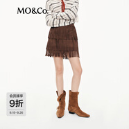 MO&Co.短裙2025秋新品波西米亞棕絨高腰流蘇蛋糕裙半身裙MBE3SKT041 深棕色 S