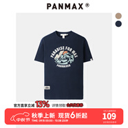 潘·麥克斯（PANMAX）PANMAX大碼男裝復古T袖美式短袖百搭半袖休閑情侶短袖中性加大YL 藏青色 3XL