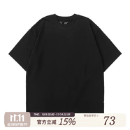 NORYBRAND重磅255G圓領(lǐng)新疆棉打底男女白短袖T恤寬松全棉短袖t恤純色上衣 黑色（舒爽版本） M