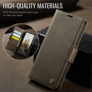 康匠適用三星A17手機殼磁吸側扣翻蓋式皮套SM一A1760全包防摔硅膠軟內殼Galaxy A17 4G通用5G保護套A17 咖啡色【磁吸側扣-內置卡槽】收藏下單送鋼化膜 三星A17