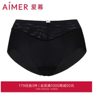愛慕（Aimer）內(nèi)褲女士中腰三角內(nèi)褲女經(jīng)典KiKi褲輕薄光面內(nèi)衣馬卡龍多色內(nèi)褲 黑色 1條 XL (175)