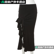 比克尼可達(dá)卜溜歐美風(fēng)2024夏季新款女裝性感收臀系帶開衩不邊 黑色 M