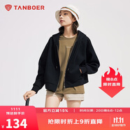 坦博爾衛(wèi)衣女春秋短款連帽運動外套寬松小個子TD4160502 黑色 160 