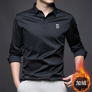 BURBERRY巴寶莉  高端長袖t恤男翻領(lǐng)POLO衫休閑戶外運(yùn)動(dòng)T恤衫 黑色 加絨 M 165