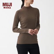 無(wú)印良品 MUJI 女式 寬羅紋 可水洗 半高領(lǐng)毛衣長(cháng)袖針織衫 BAA02A1A 深咖啡色 XL