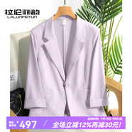 拉倫菲韻高端品牌白色冰絲小西裝女2025夏季新款休閑修身顯瘦醋酸西服外套 紫色（涼感抗皺三醋酸） 4XL 【155-170斤】