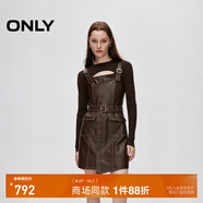 ONLY秋季復(fù)古風(fēng)長(zhǎng)袖套裝收腰PU短裙連衣裙女|12437Y006 E09 深塵灰色 XS (155) 76A
