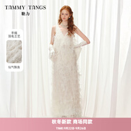 糖力商場(chǎng)同款糖力 仙氣羽毛禮服 2025秋新款禮服晚裝TWTQQ47776 白色 S