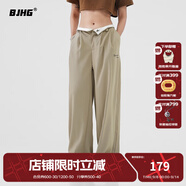 BJHG不計(jì)后果秋季美式Cleanfit男潮垂墜感高級(jí)感窄版寬松直筒休閑褲女 卡其色 L