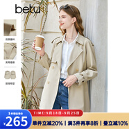 百圖betu女裝秋新款風(fēng)衣氣質(zhì)英倫風(fēng)中長(cháng)款遮肉顯瘦風(fēng)衣女2308T93 杏色 XS