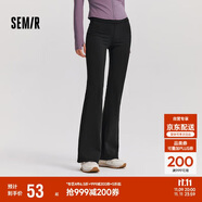 森馬（Semir）休閑褲女磨毛長褲純色簡約風(fēng)2024秋季女士彈力喇叭褲109724127005