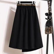 溥畔大碼女2025春秋新款胖mm遮肚顯瘦高腰黑色西裝半身裙中長(cháng)款a字裙 a2025款百搭小個(gè)子梨型身材開(kāi)叉不規則中長(cháng)款日單 L L建議100-120斤
