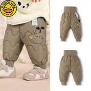 G.duck小黃鴨冬款小童嬰兒羽絨褲 男童長(cháng)褲女童褲子保暖褲 高腰護肚舒適 咖啡色升級款 80 充絨量26g可開(kāi)襠