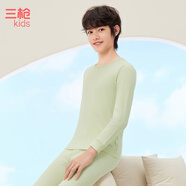 三槍童裝新A類純棉兒童秋衣秋褲打底圓領(lǐng)內(nèi)衣套裝 男童圓領(lǐng)豆綠 （29247D2） 140 【參考體重55-70斤】