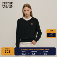 Teenie Weenie【美麗諾綿羊毛】小熊冬裝V領(lǐng)學(xué)院毛衣套頭針織衫女 黑色 XL 175