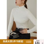 獨束大碼女裝堆堆領(lǐng)打底衫女秋冬內搭修身顯瘦胖mm毛衣長(cháng)袖針織衫 白色 XL