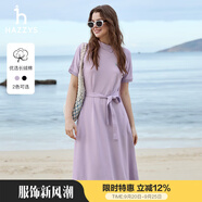哈吉斯（HAZZYS）女裝 夏款斜領(lǐng)氣質(zhì)時尚女針織連衣裙AQWSE03BF02 淺紫色LA S (155/80A 36)