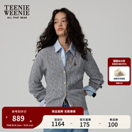 Teenie Weenie【趙露思同款】小熊女裝復古寬松綿羊毛絞花針織開(kāi)衫 A-灰色 S (160)