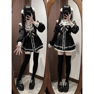 小個子水手服JK套裝裙少女秋冬可愛穿搭日系制服甜美洛麗塔兩件套 連衣裙短褲秋季流行風格出 S