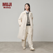 無(wú)印良品（MUJI）女式 可水洗 復合立領(lǐng)大衣 風(fēng)衣外套女秋冬女裝棉服  米白色 L (165/88A)