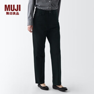 無印良品（MUJI）女式 牛仔 直筒褲 純棉休閑長褲子女款 全棉秋季 黑色 22inch（155/56A）