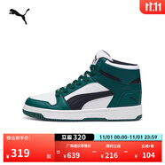 彪馬（PUMA）經(jīng)典復(fù)古籃球風(fēng)熊貓配色中幫板鞋男女款REBOUNDMID369573 深綠色-黑色-白-49 41