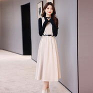 MAGIOPY輕奢高端品牌氣質(zhì)女士裙女2025年秋冬新款氣質(zhì)收腰顯瘦毛呢套裝裙 米色（兩件套） 2XL