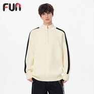 FunFUN半高拉鏈毛衣男秋季美式風(fēng)撞色運動(dòng)針織衫男簡(jiǎn)約百搭線(xiàn)衣外套W 白色 2XL   推薦體重145-160斤