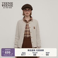 Teenie Weenie小熊女裝毛衣秋舒適學(xué)院風(fēng)綿羊毛絞花針織開衫軟外套 燕麥色 M