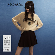 MO&Co.【美麗諾綿羊毛×山羊絨】美式學(xué)院針織衫美式復古上衣 駝杏色 S 160