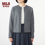 無(wú)印良品 MUJI 女式 針織抓絨 拉鏈開(kāi)衫 W8AB231 深灰色 L